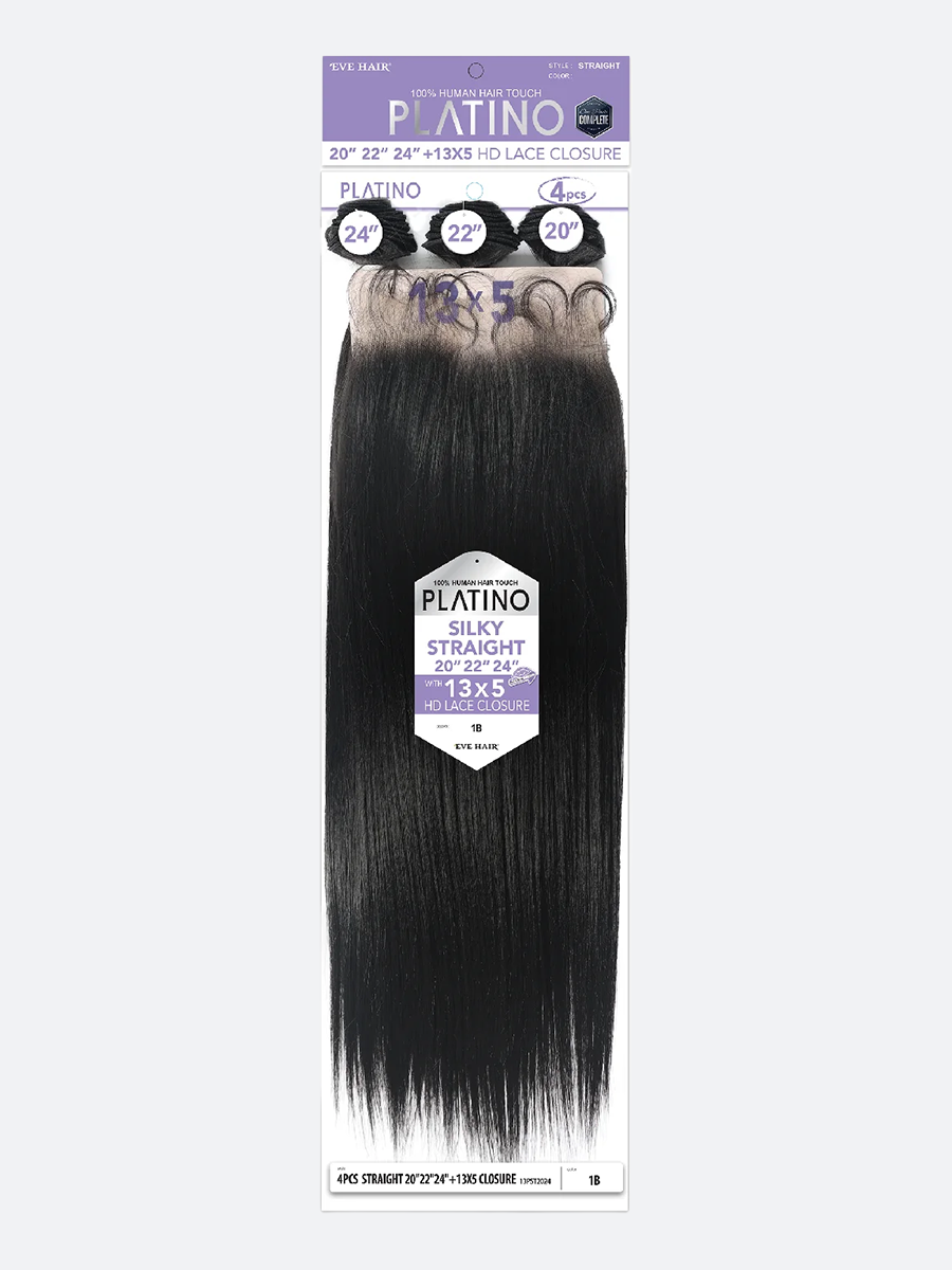 PLATINO – Straight 4PCS Set(3 Bundles + 13"x5" HD Closure)