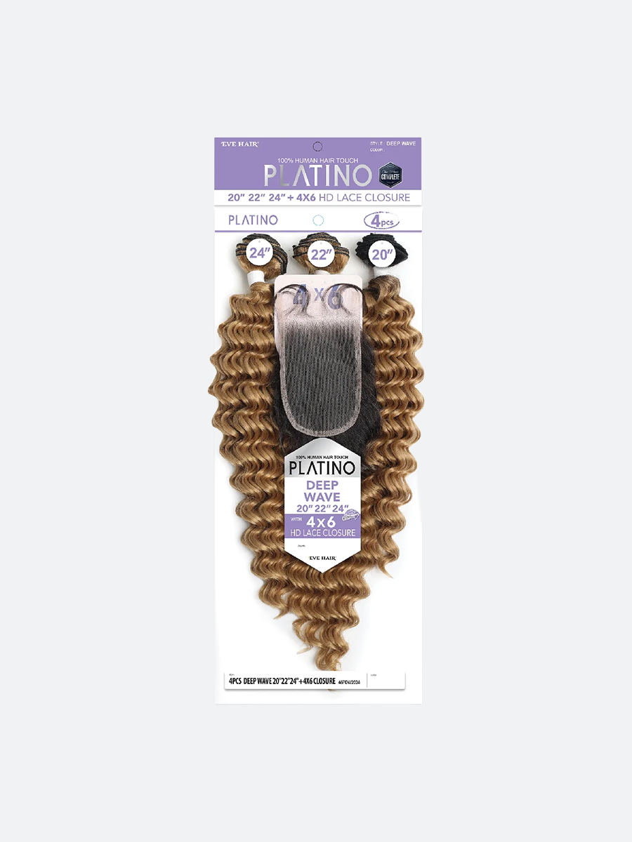 PLATINO – Deep Wave 4PCS Set(3 Bundles + 4"x6" HD Closure)