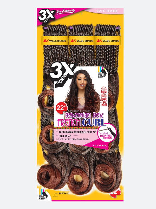 3X Ondas Bohemian Box French Curl 22"