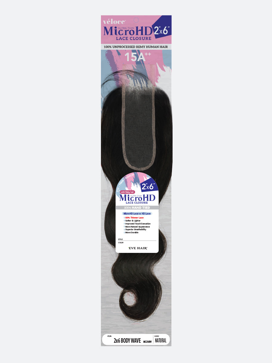 Veloce 2X6 MicroHD Closure Body Wave